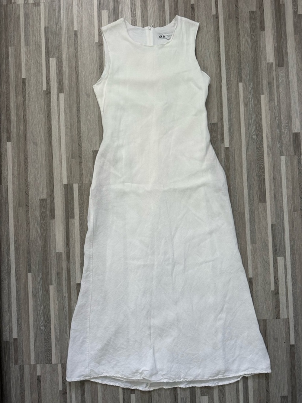 Zara White Sleeveless Linen Blend Dress size XS